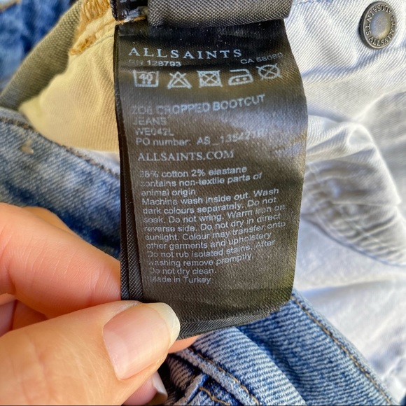 All Saints Zoe Cropped Bootcut Jeans in Light Indigo Blue - Picture 9 of 9